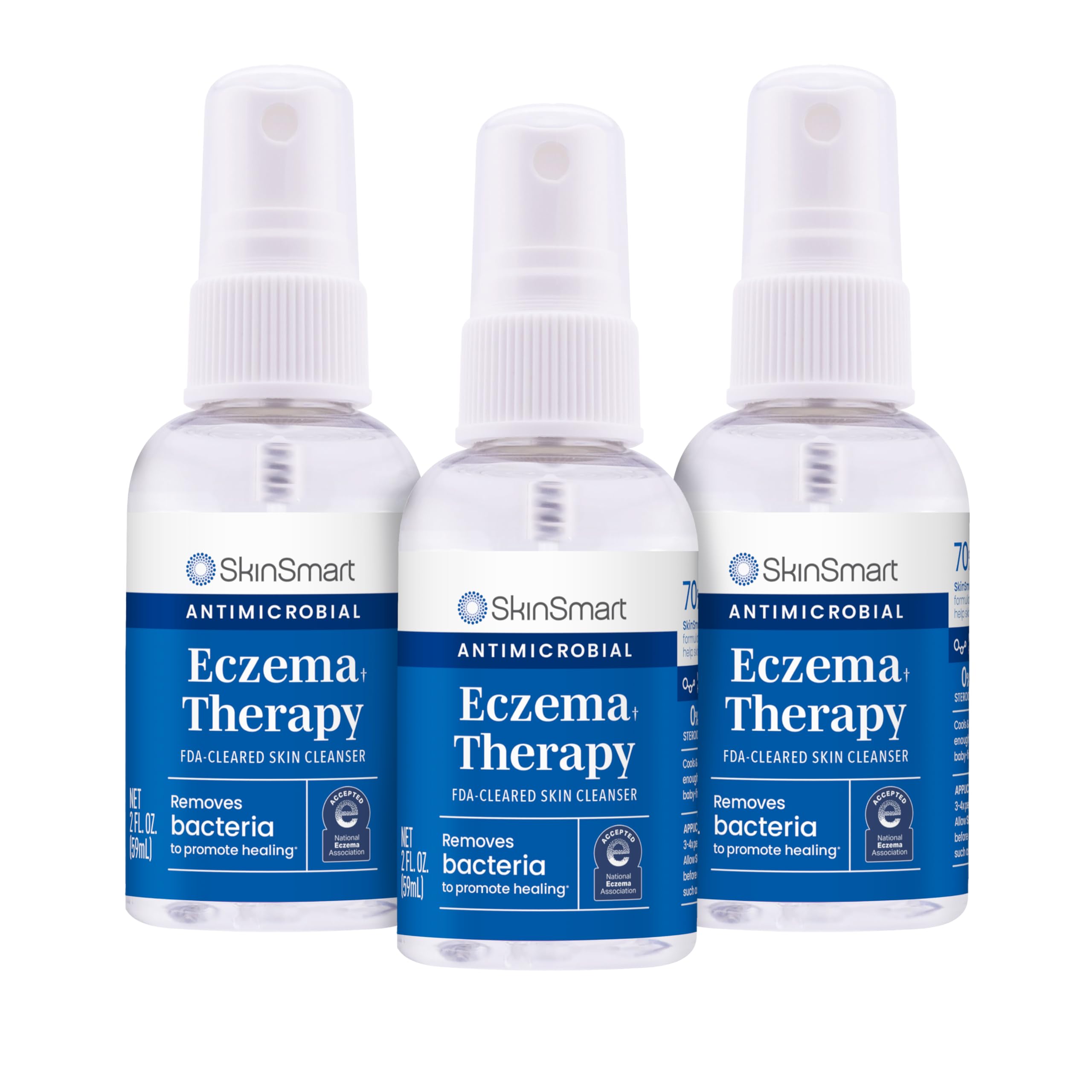 SkinSmart Antimicrobial Eczema Therapy Travel Size 2 Ounce Clear Spray (Pack of 3)