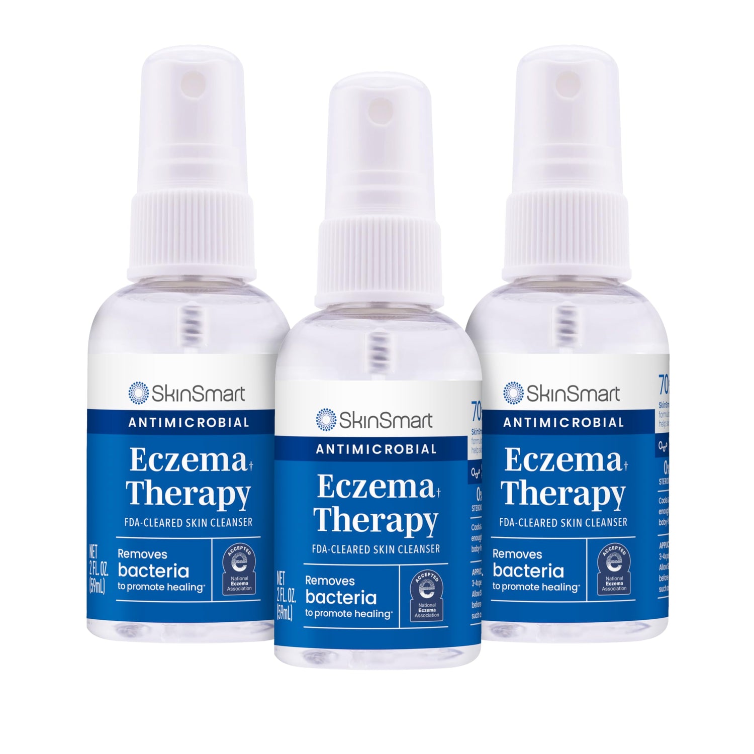 SkinSmart Antimicrobial Eczema Therapy Travel Size 2 Ounce Clear Spray (Pack of 3)