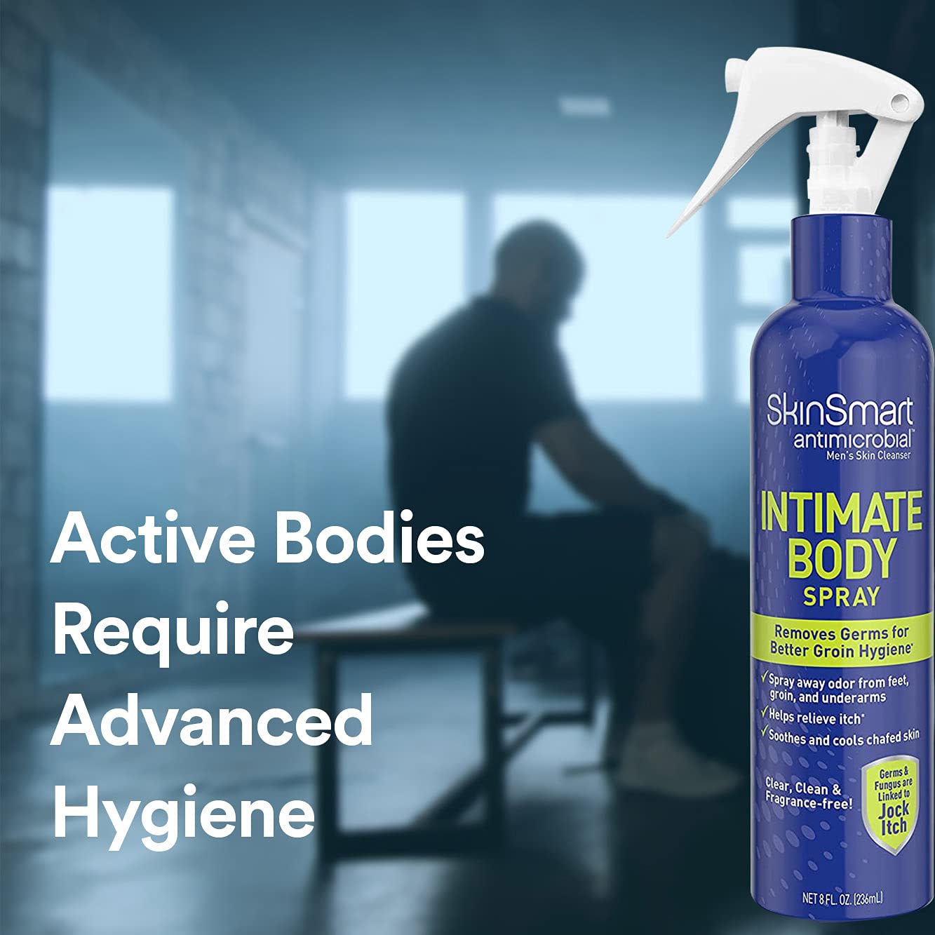 SkinSmart Men’s Intimate Spray, Hypochlorous Based Shower in a Bottle, Removes Bacteria linked to Jock Itch and Foul Odors for, 8 oz Spray Bottle