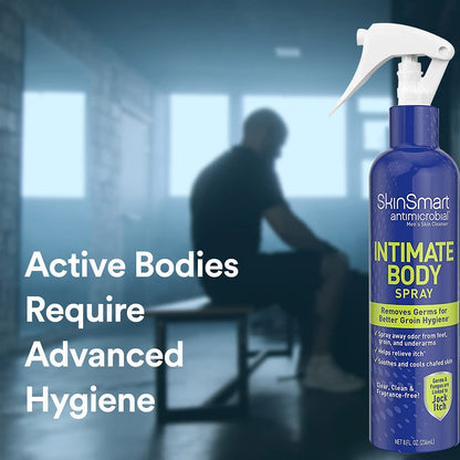 SkinSmart Men’s Intimate Spray, Hypochlorous Based Shower in a Bottle, Removes Bacteria linked to Jock Itch and Foul Odors for, 8 oz Spray Bottle
